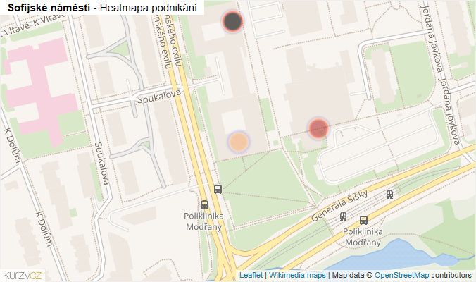 Mapa Sofijské náměstí - Firmy v ulici.