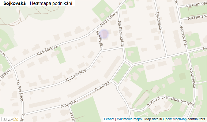 Mapa Sojkovská - Firmy v ulici.