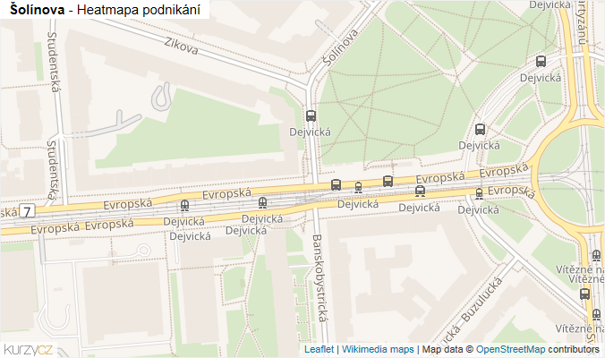 Mapa Šolínova - Firmy v ulici.