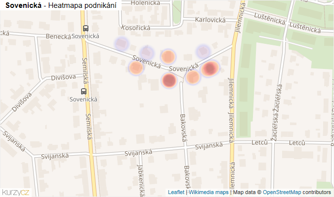Mapa Sovenická - Firmy v ulici.