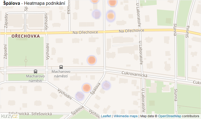 Mapa Špálova - Firmy v ulici.