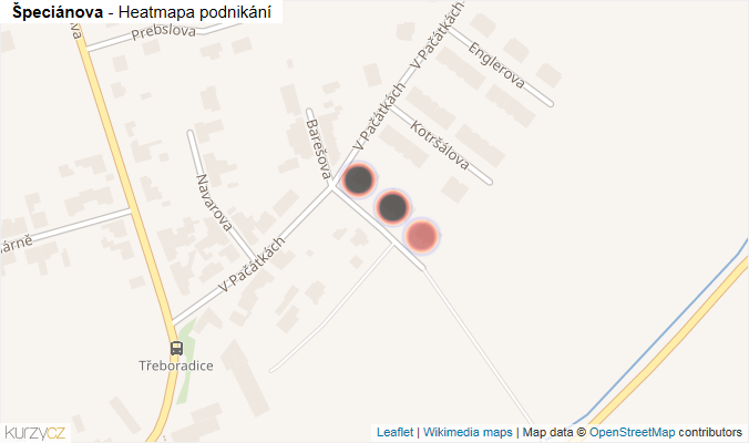 Mapa Špeciánova - Firmy v ulici.