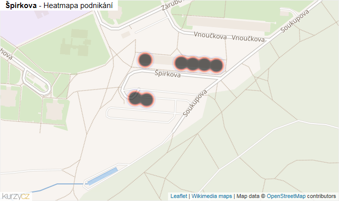 Mapa Špirkova - Firmy v ulici.