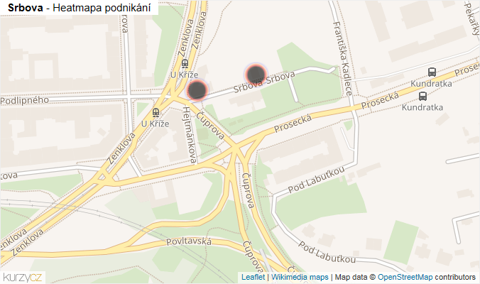 Mapa Srbova - Firmy v ulici.