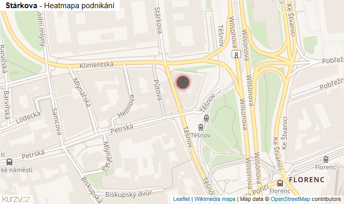 Mapa Stárkova - Firmy v ulici.