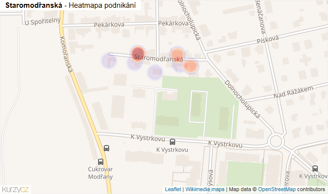 Mapa Staromodřanská - Firmy v ulici.