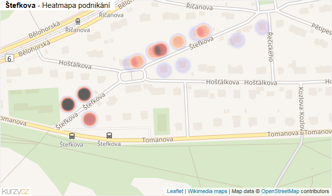 Mapa Štefkova - Firmy v ulici.