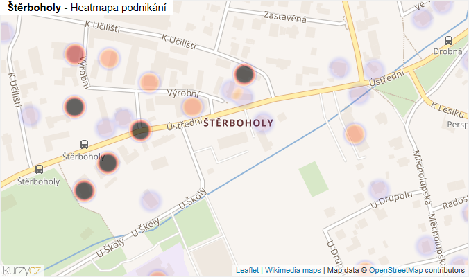 Mapa Štěrboholy - Firmy v části obce.