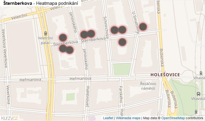 Mapa Šternberkova - Firmy v ulici.