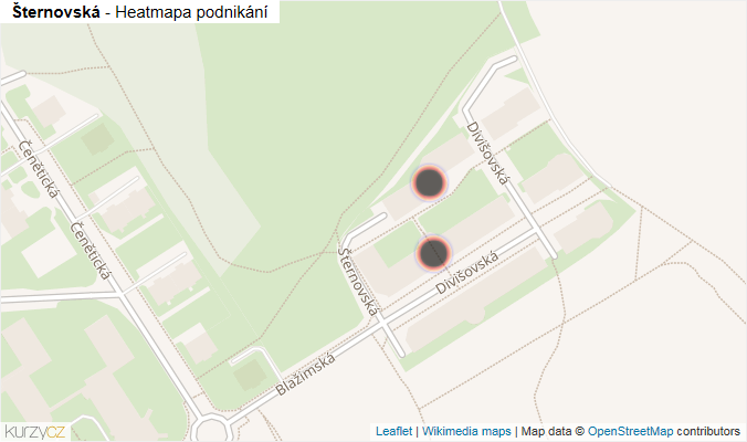 Mapa Šternovská - Firmy v ulici.