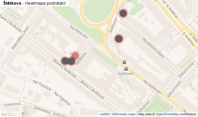 Mapa Štětkova - Firmy v ulici.