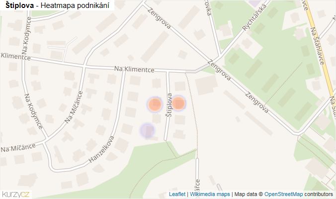 Mapa Štiplova - Firmy v ulici.