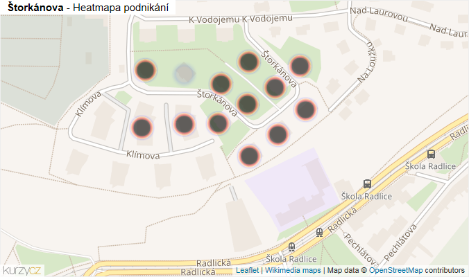 Mapa Štorkánova - Firmy v ulici.
