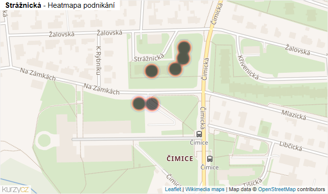Mapa Strážnická - Firmy v ulici.