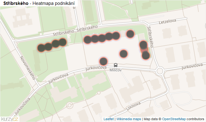 Mapa Stříbrského - Firmy v ulici.