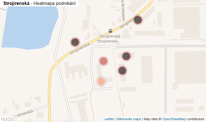 Mapa Strojírenská - Firmy v ulici.
