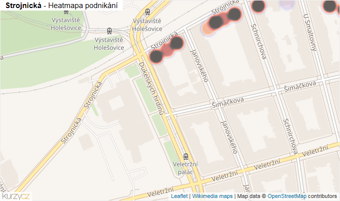 Mapa Strojnická - Firmy v ulici.
