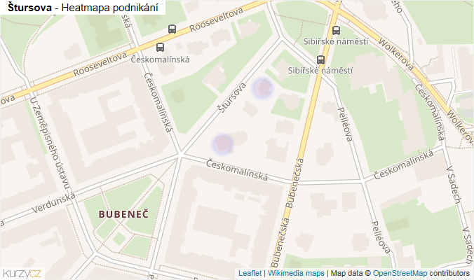 Mapa Štursova - Firmy v ulici.