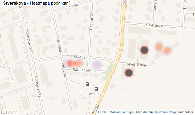 Mapa Štverákova - Firmy v ulici.