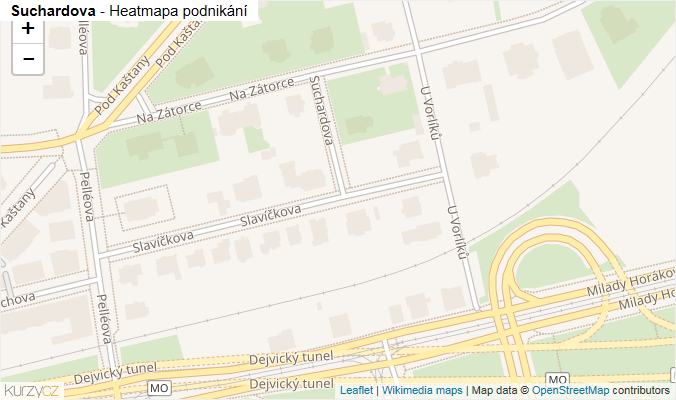 Mapa Suchardova - Firmy v ulici.
