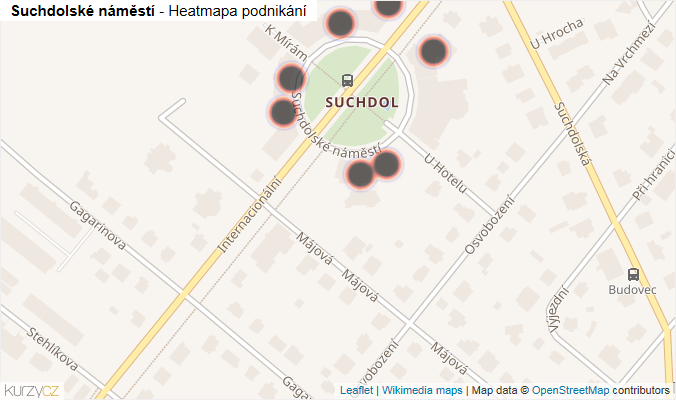 Mapa Suchdolské náměstí - Firmy v ulici.