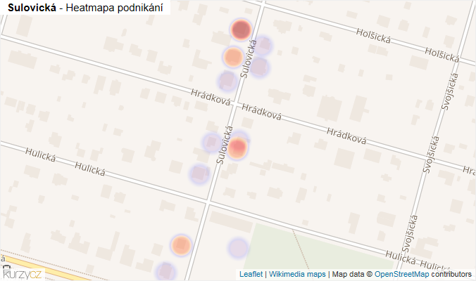 Mapa Sulovická - Firmy v ulici.