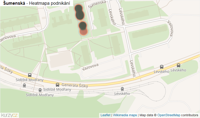 Mapa Šumenská - Firmy v ulici.