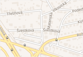 Švestková v obci Praha - mapa ulice