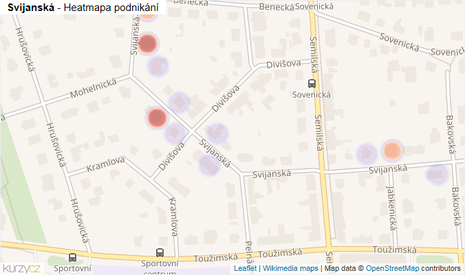Mapa Svijanská - Firmy v ulici.