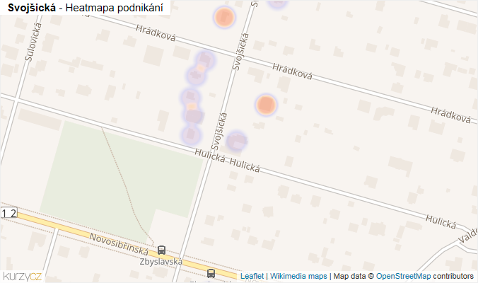 Mapa Svojšická - Firmy v ulici.