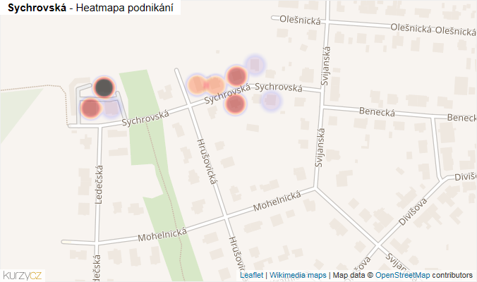 Mapa Sychrovská - Firmy v ulici.