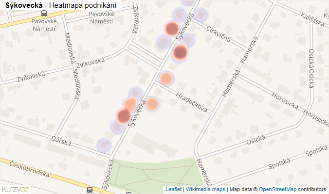 Mapa Sýkovecká - Firmy v ulici.