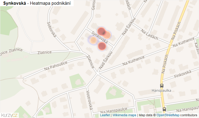 Mapa Synkovská - Firmy v ulici.