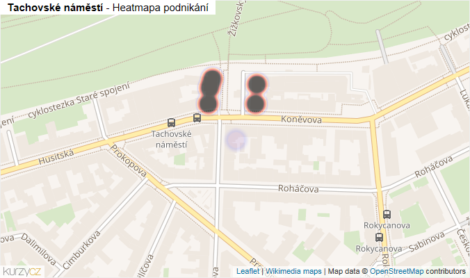 Mapa Tachovské náměstí - Firmy v ulici.