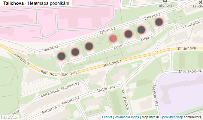 Mapa Talichova - Firmy v ulici.