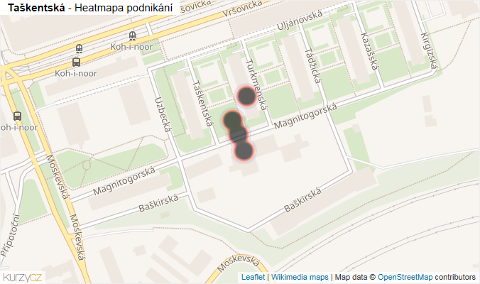 Mapa Taškentská - Firmy v ulici.