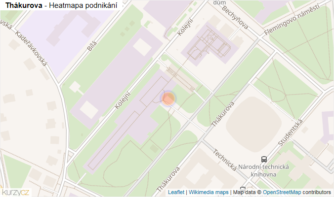 Mapa Thákurova - Firmy v ulici.