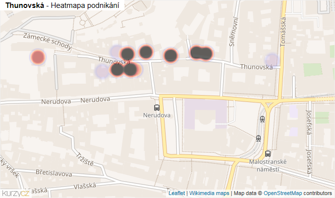 Mapa Thunovská - Firmy v ulici.