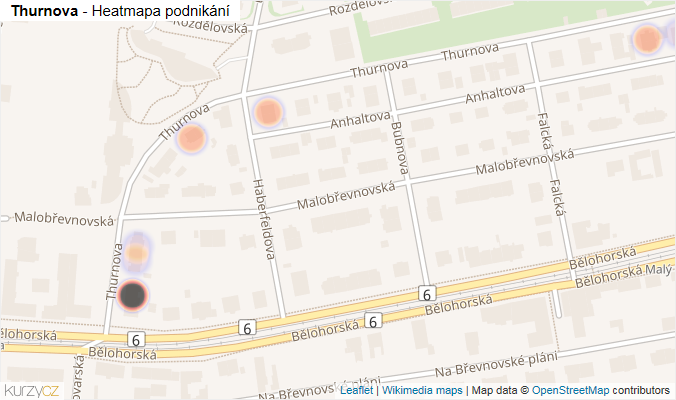 Mapa Thurnova - Firmy v ulici.