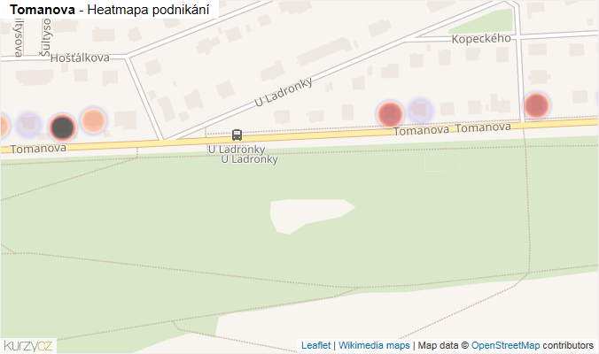 Mapa Tomanova - Firmy v ulici.