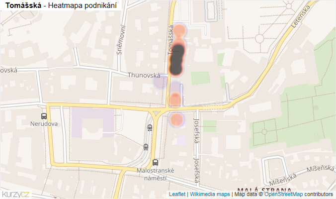 Mapa Tomášská - Firmy v ulici.