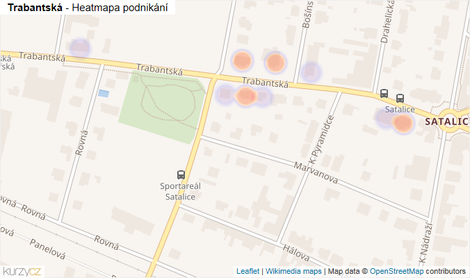 Mapa Trabantská - Firmy v ulici.