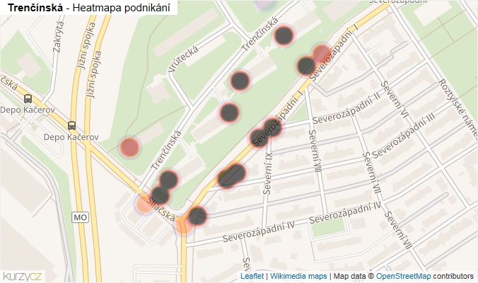 Mapa Trenčínská - Firmy v ulici.