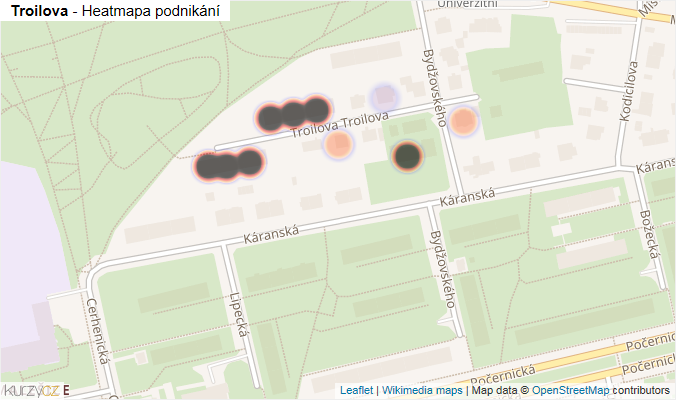 Mapa Troilova - Firmy v ulici.