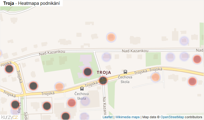 Mapa Troja - Firmy v části obce.