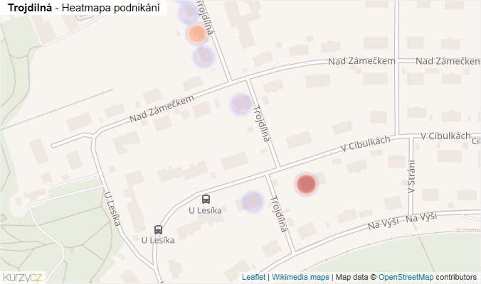 Mapa Trojdílná - Firmy v ulici.