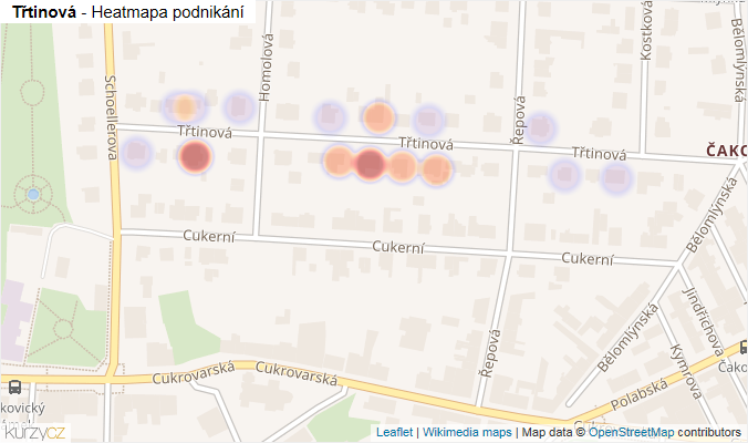 Mapa Třtinová - Firmy v ulici.