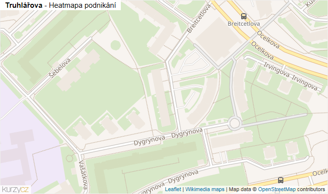 Mapa Truhlářova - Firmy v ulici.
