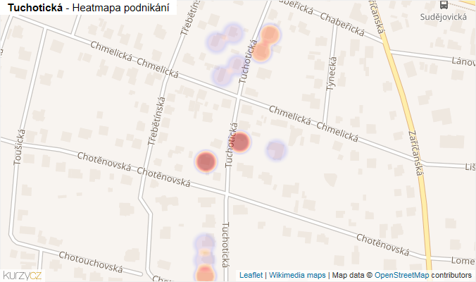 Mapa Tuchotická - Firmy v ulici.