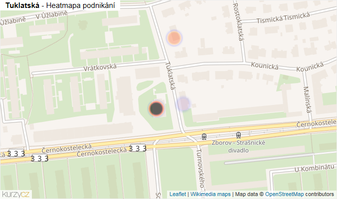 Mapa Tuklatská - Firmy v ulici.